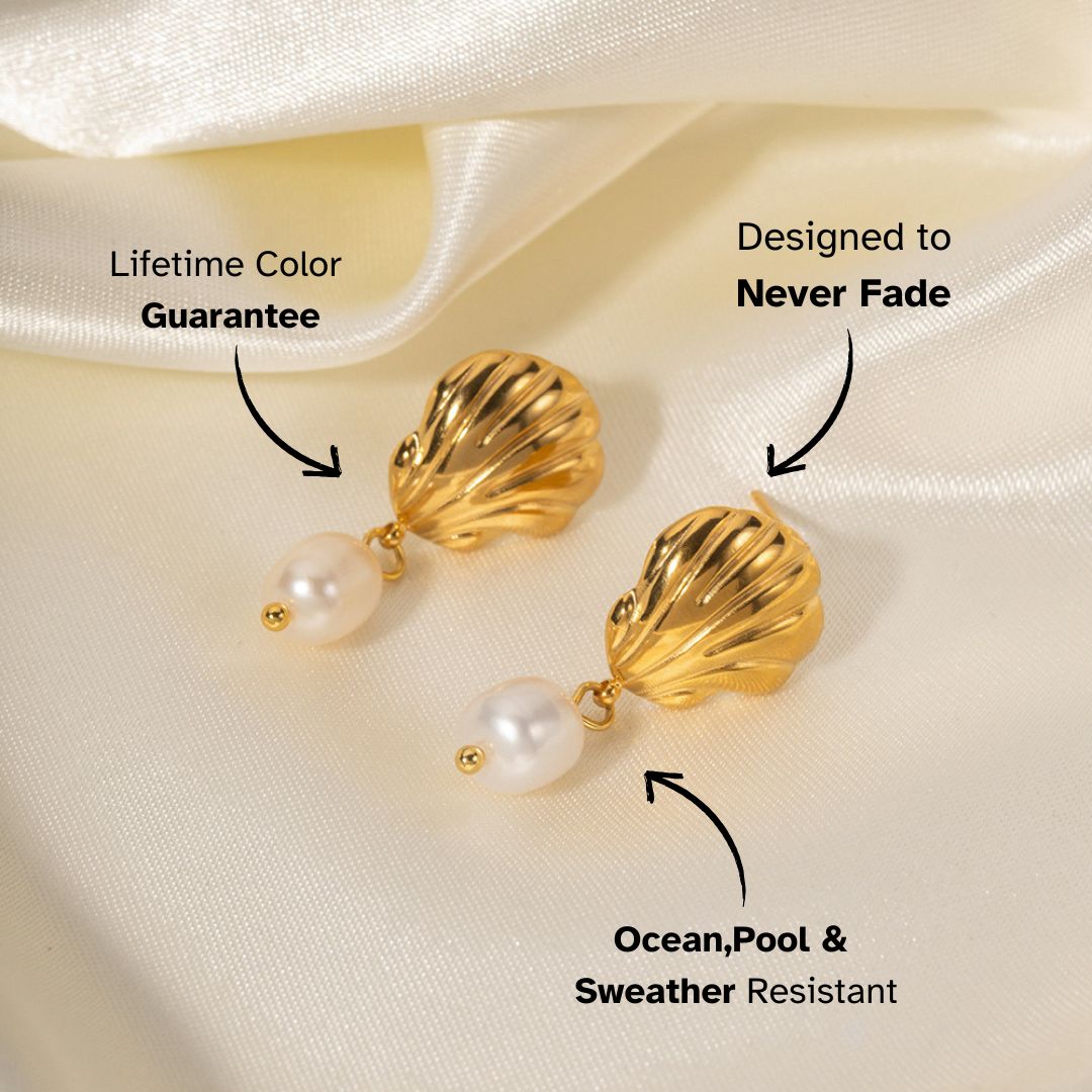 Whispering Shell Pearl Earrings