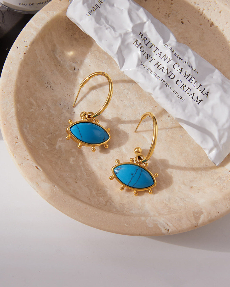 Azure Evil Eye Hoop Earrings
