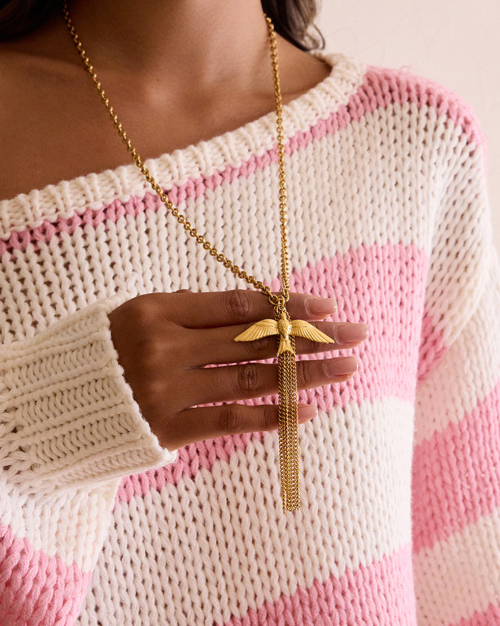Golden Feather Tassel Necklace