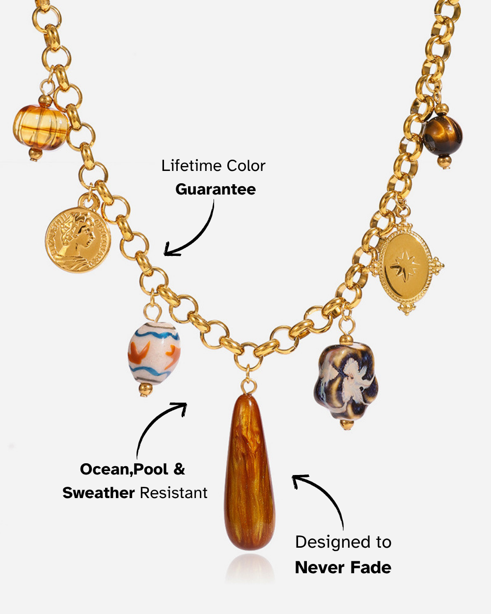 Amber Boho Charm Necklace