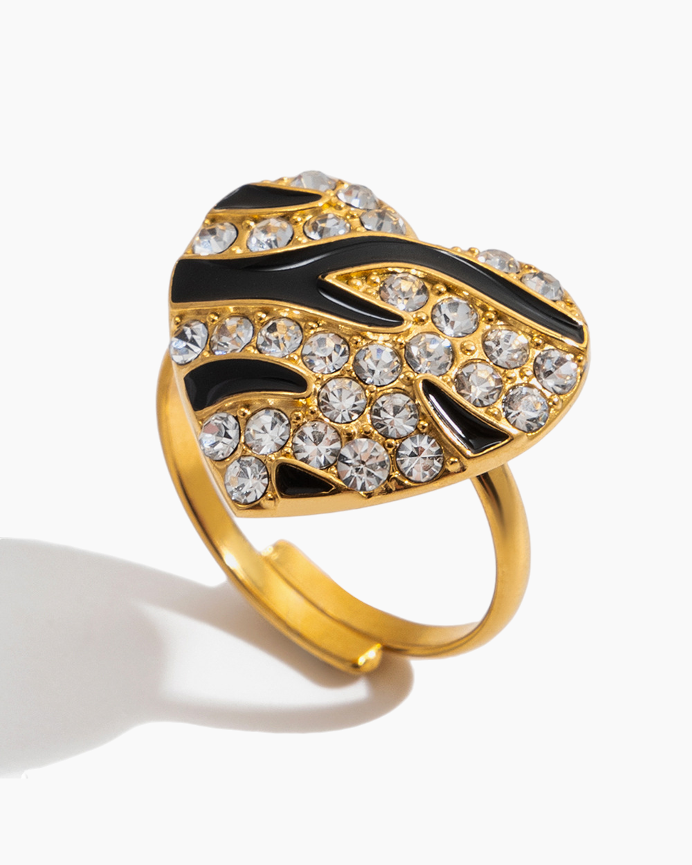 Zebra Heart Crystal Ring