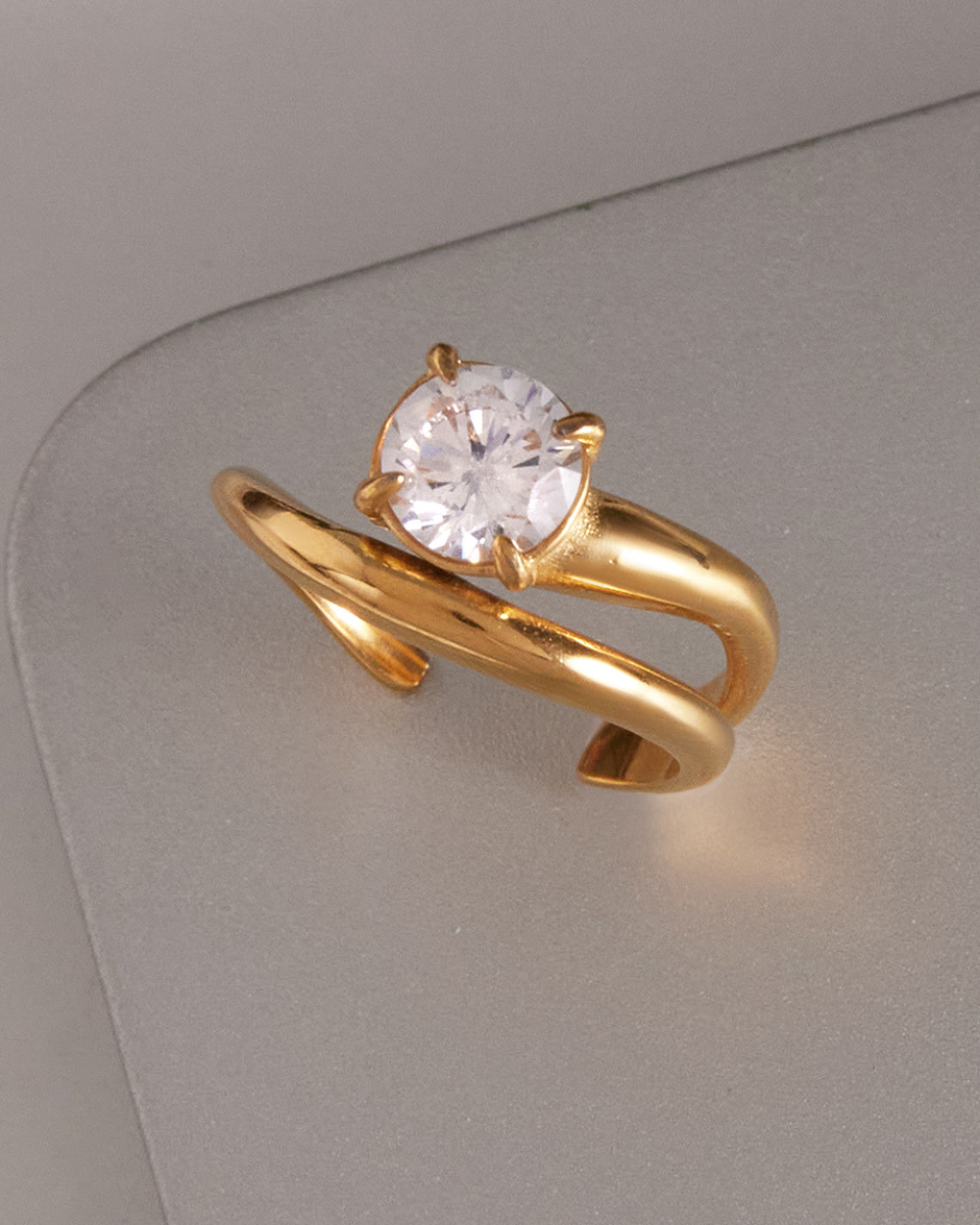 Solitaire Glow Open Ring