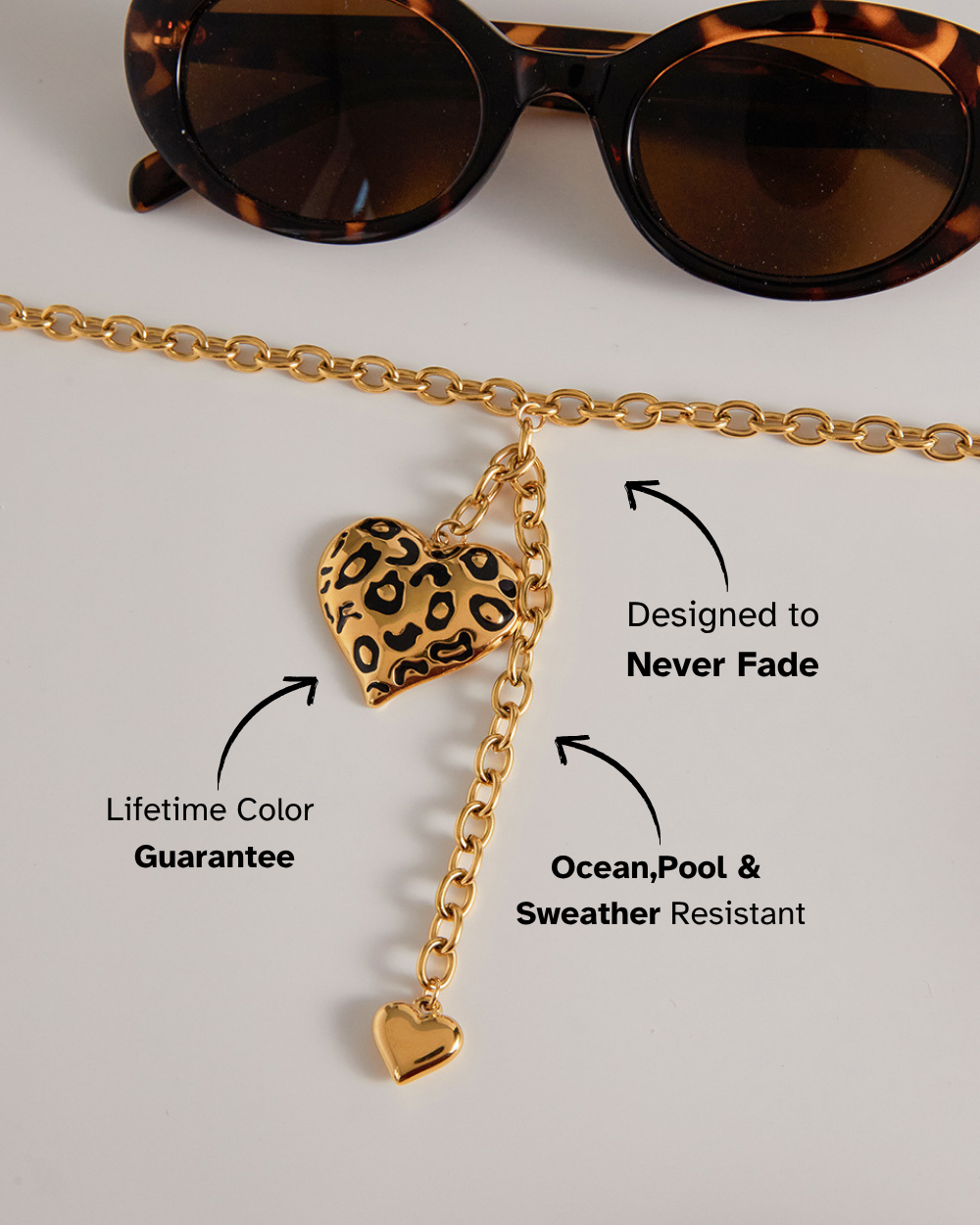 Leopard Heart Pendant Y Necklace