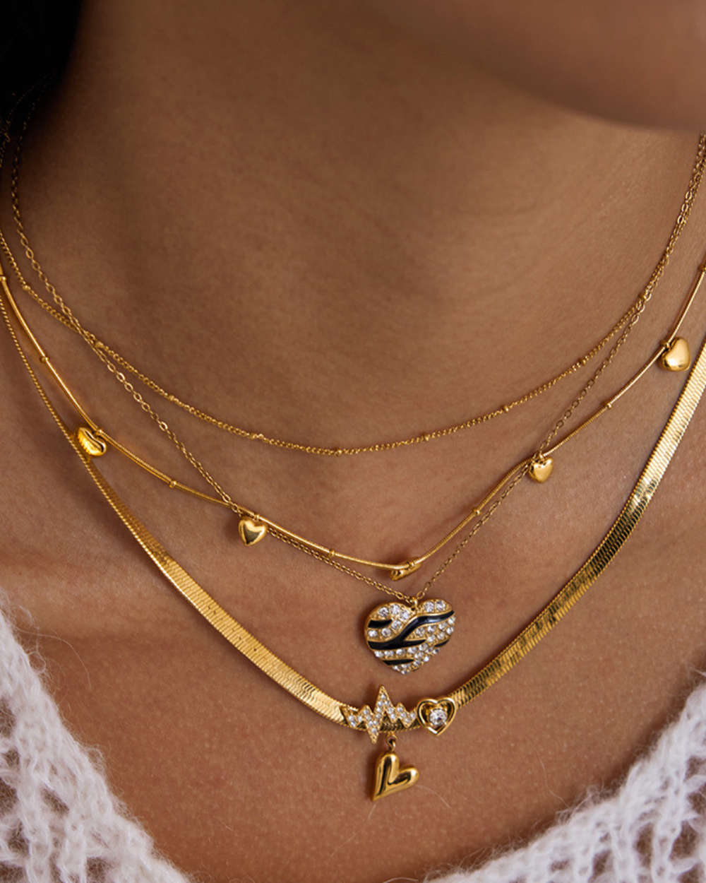 Zebra Heart Crystal Necklace