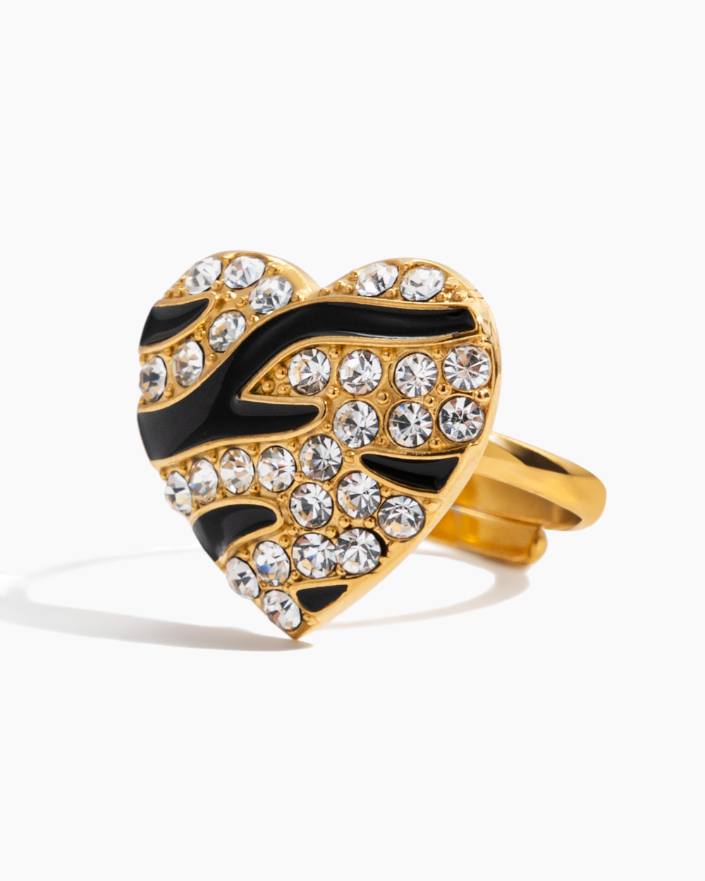 Zebra Heart Crystal Ring