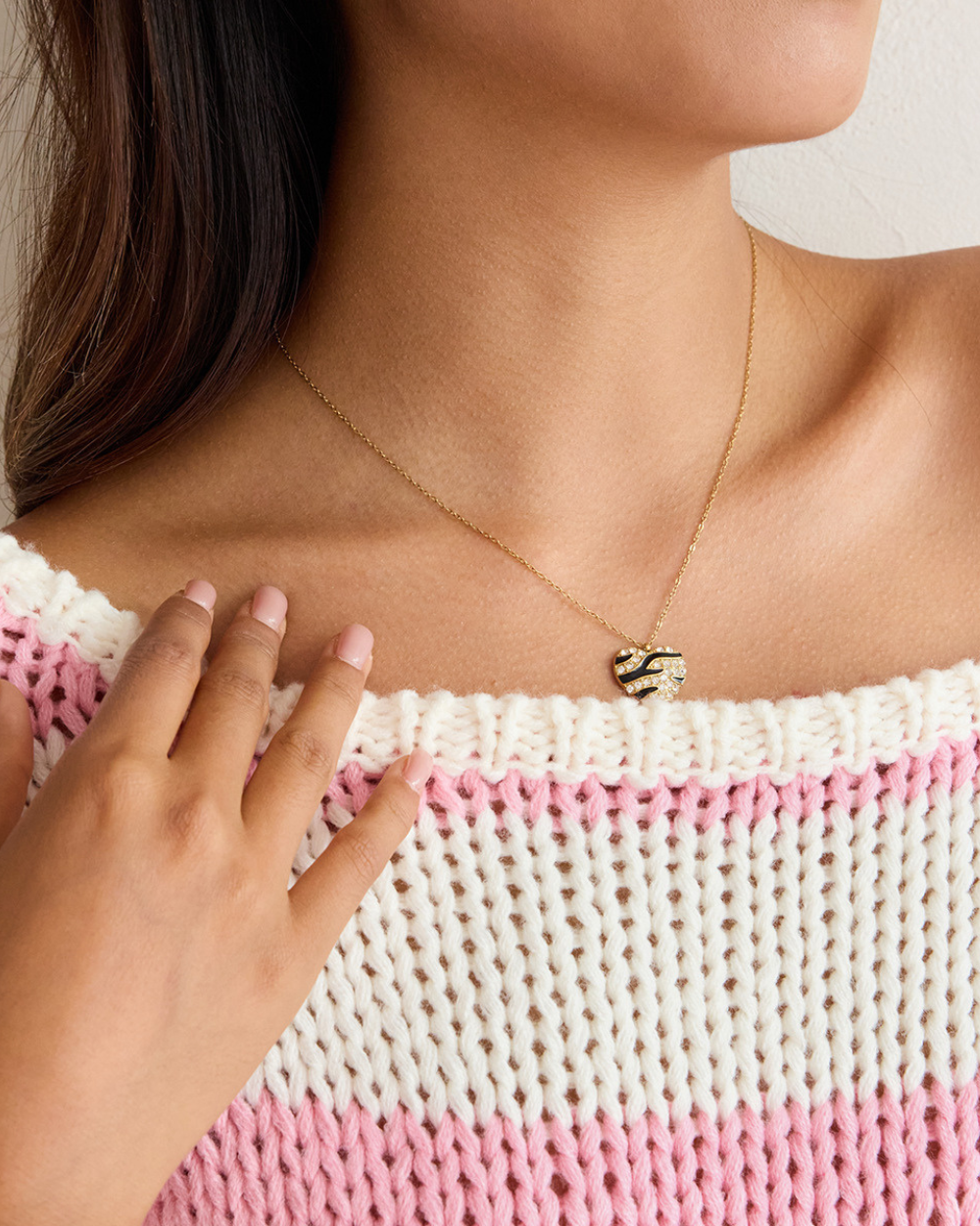 Zebra Heart Crystal Necklace