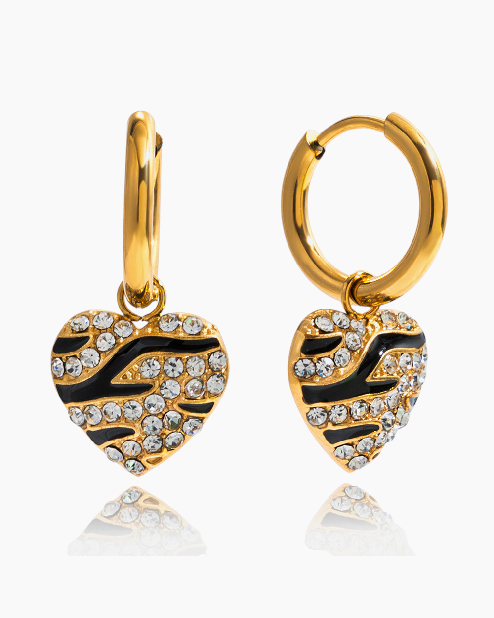 Zebra Heart Hoop Earrings