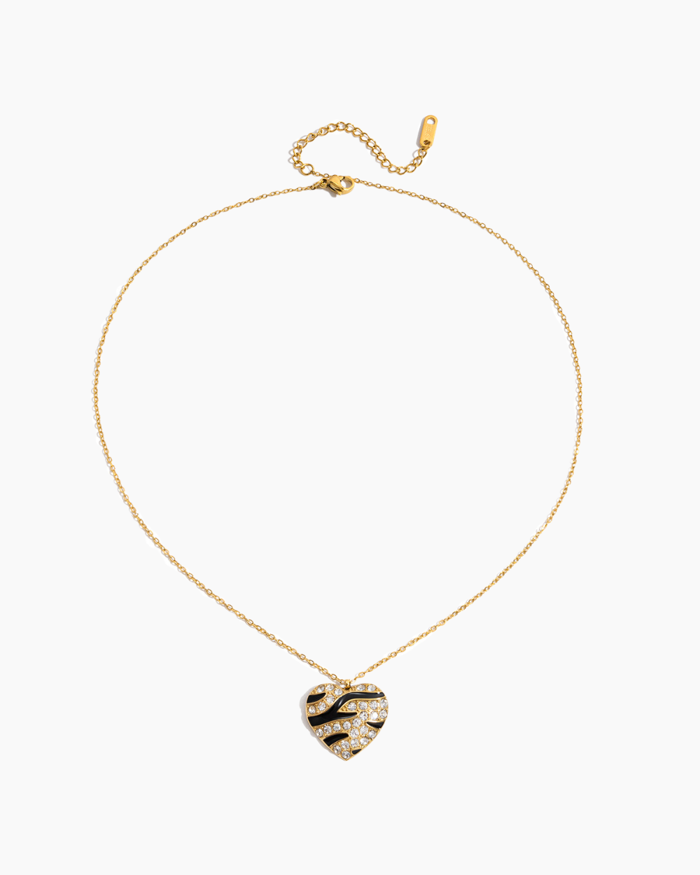 Zebra Heart Crystal Necklace