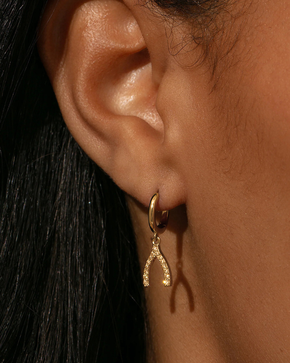 Crystal Wishbone Hoop Earrings