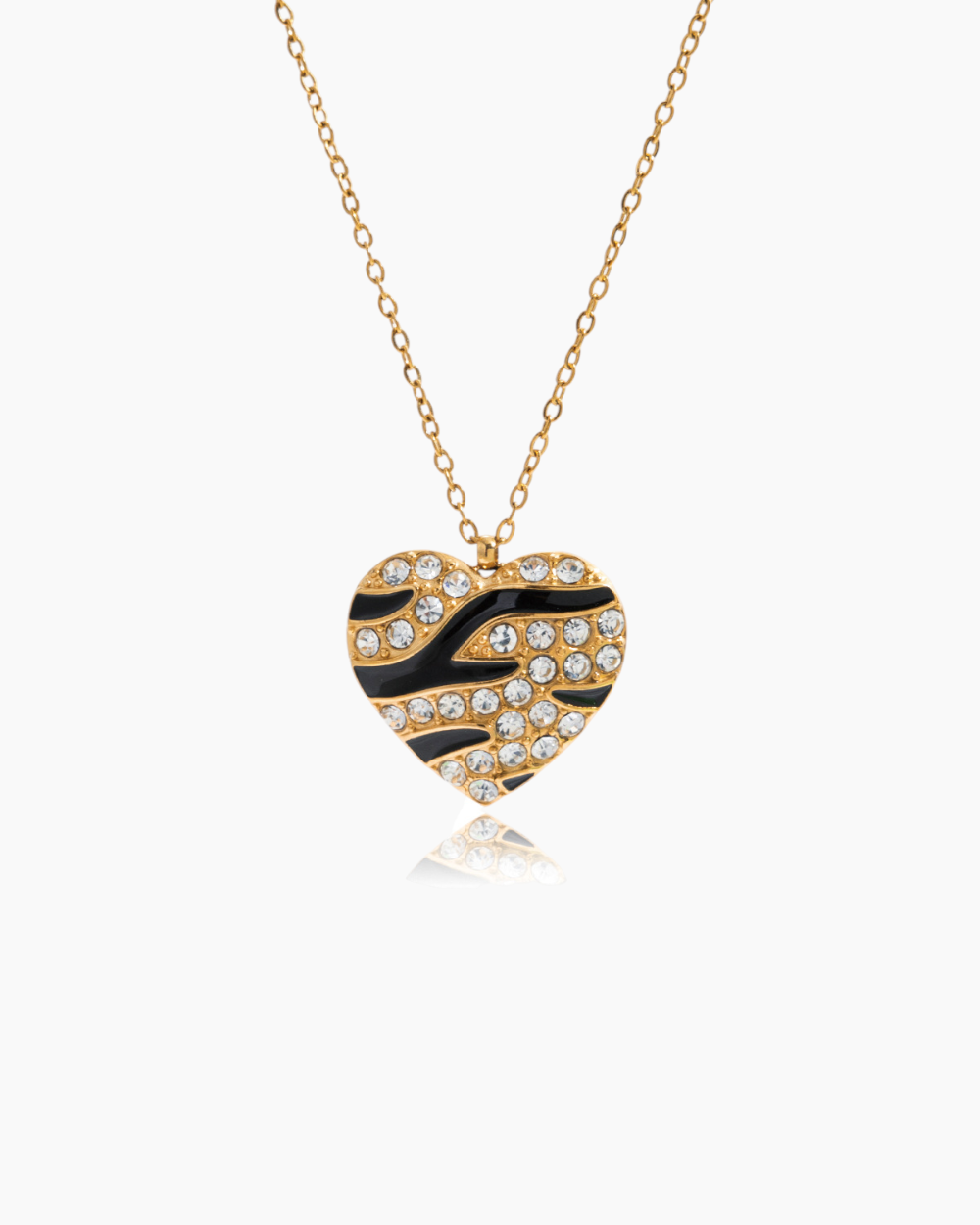 Zebra Heart Crystal Necklace