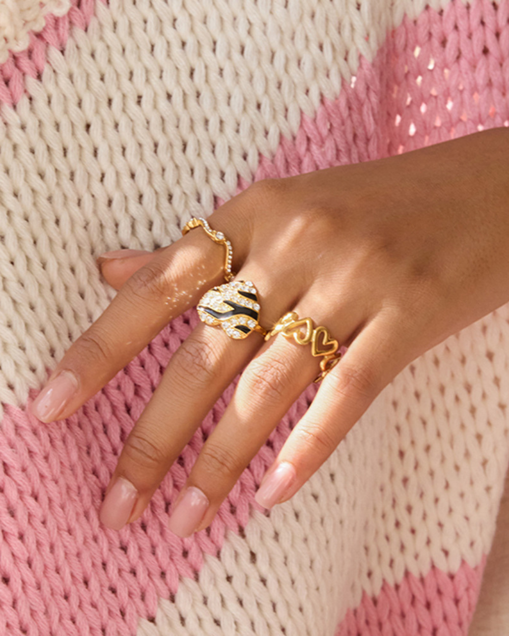 Zebra Heart Crystal Ring