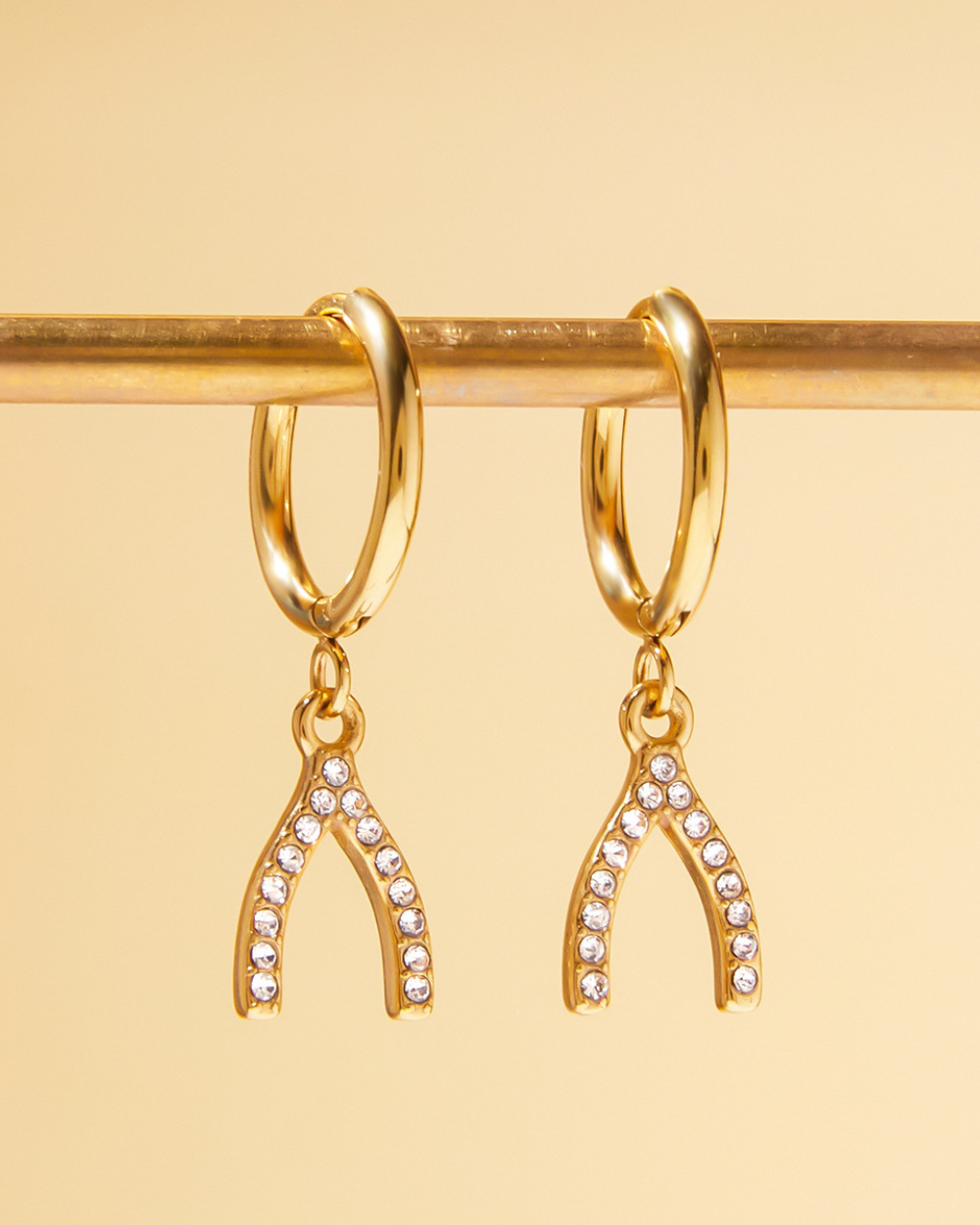 Crystal Wishbone Hoop Earrings