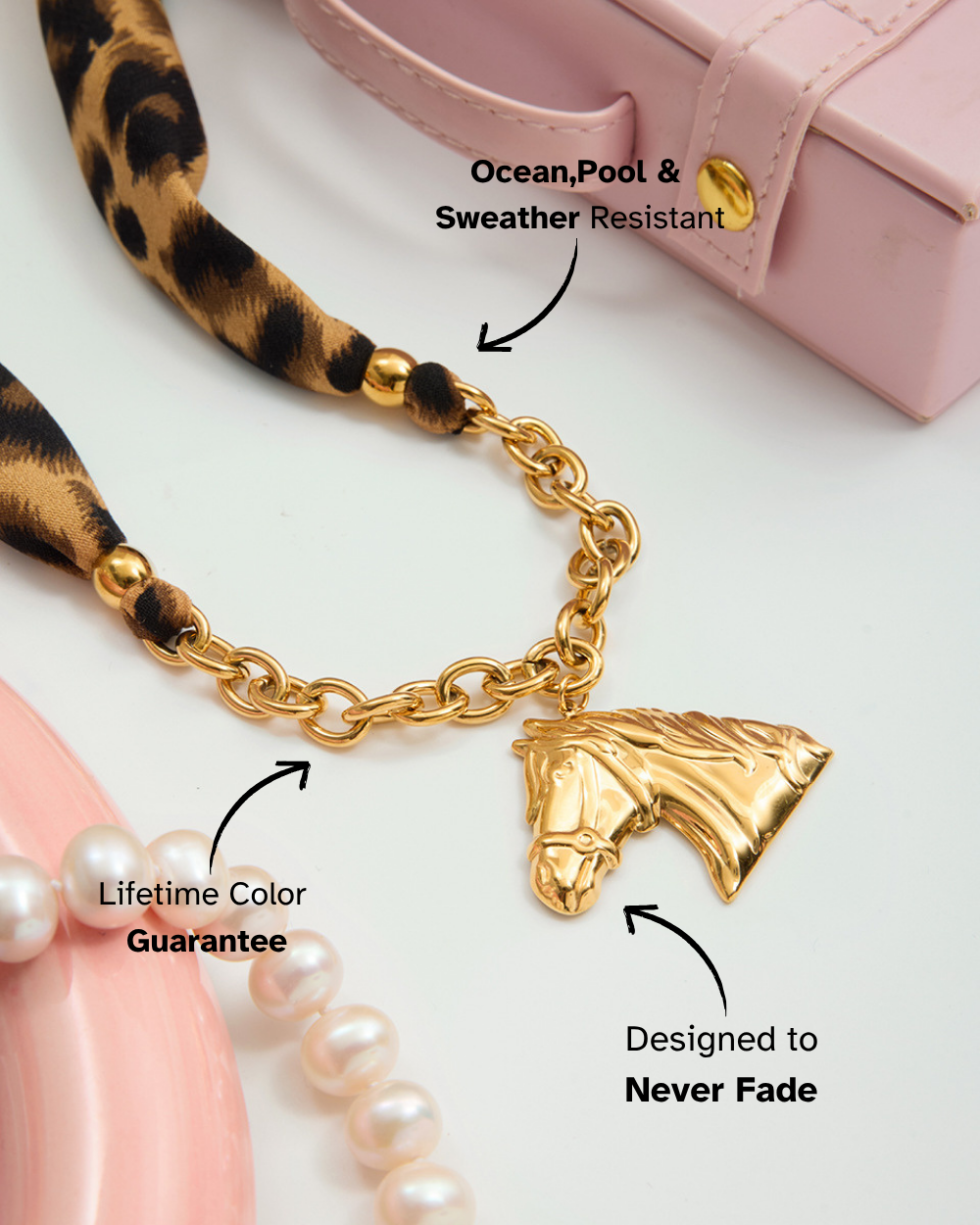 Wild Horse Pendant Necklace – Leopard Strap