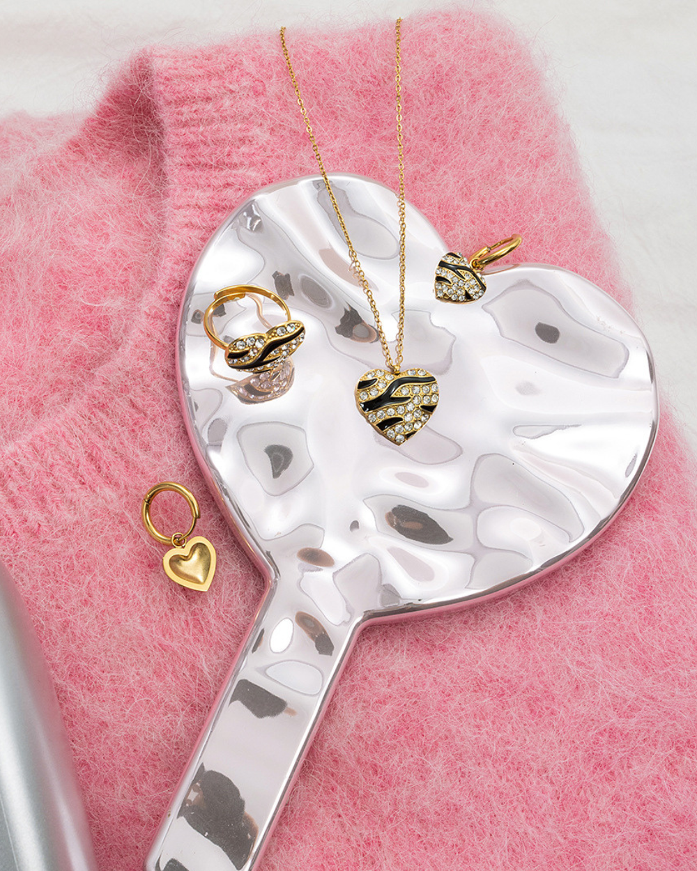 Zebra Heart Crystal Ring