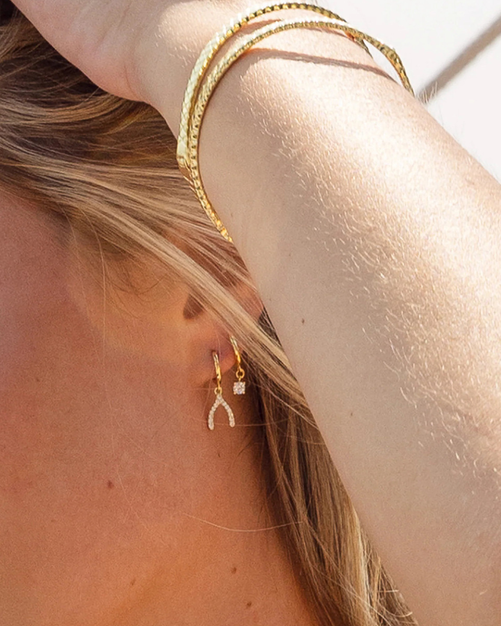 Crystal Wishbone Hoop Earrings