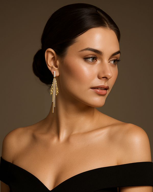 Golden Starlight Waterfall Earrings