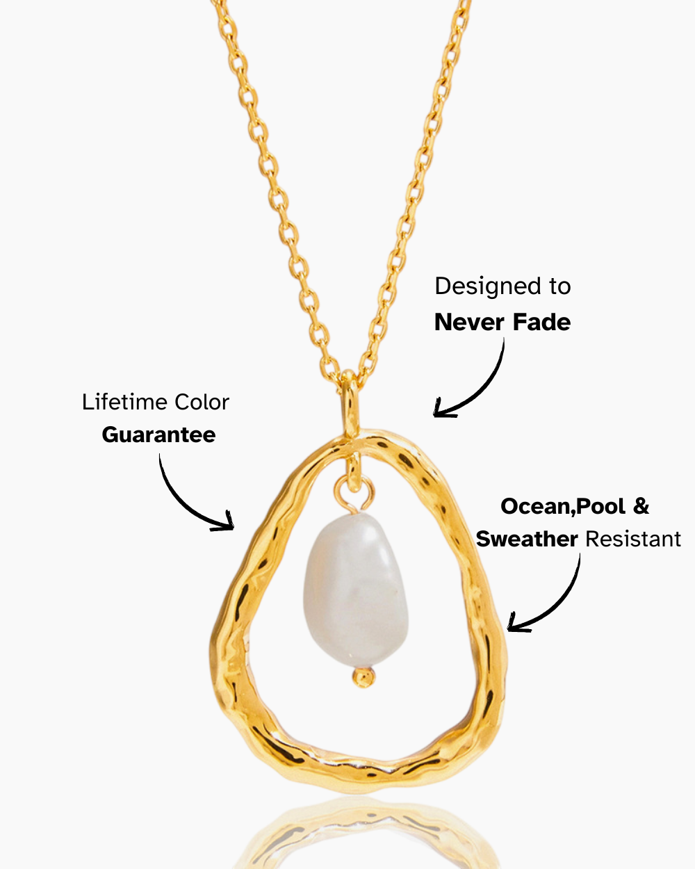 Hammered Gold Pearl Drop Necklace