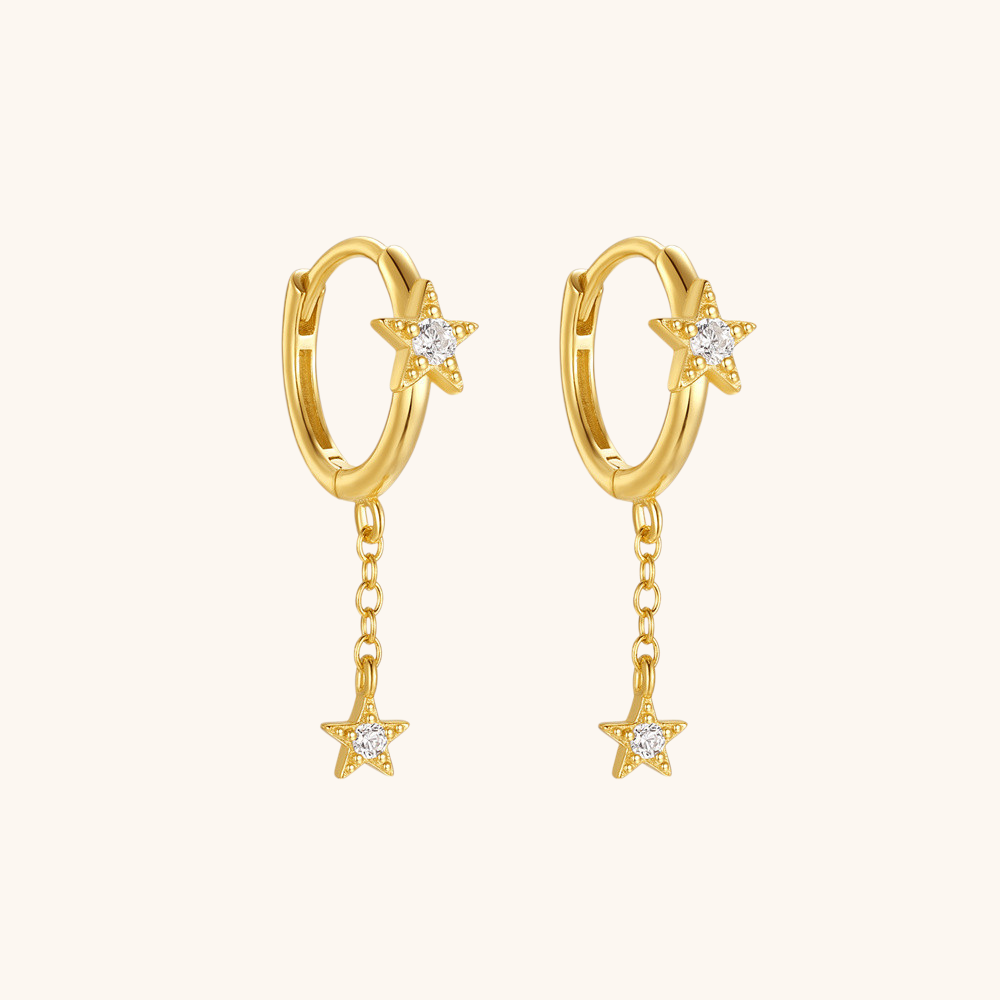 Twinkling Star Drop Hoop Earrings