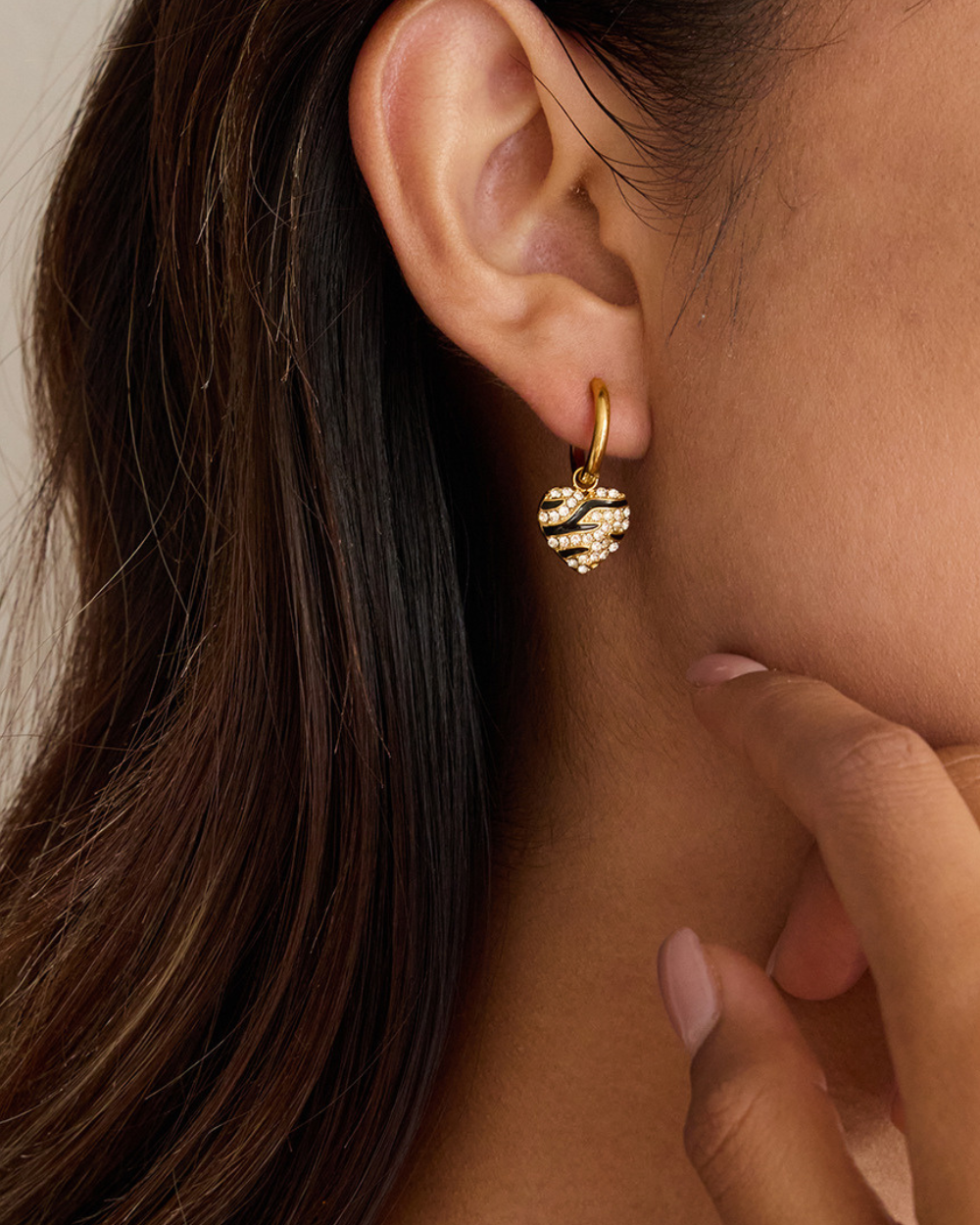 Zebra Heart Hoop Earrings