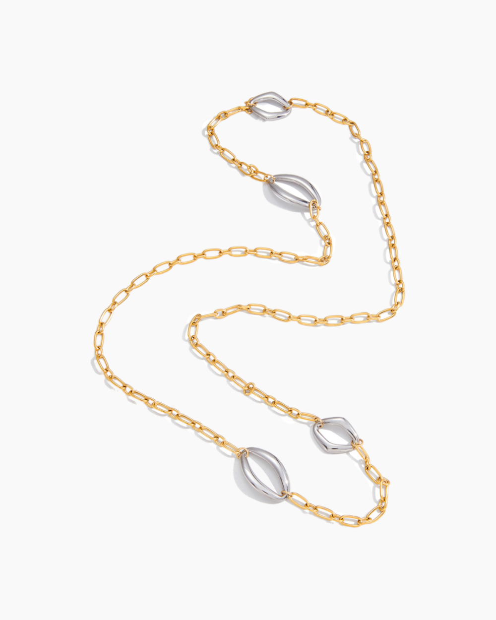 Bi-Color Shell Link Long Necklace