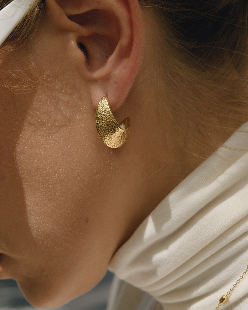 Hammered Leaf Hoop Earrings