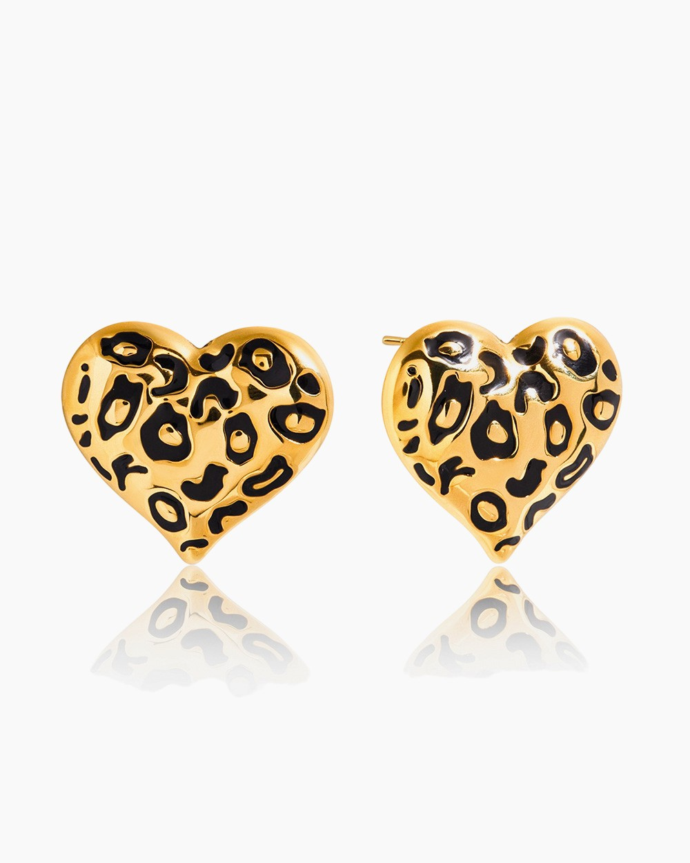 Gold-Tone Leopard Heart Statement Earrings