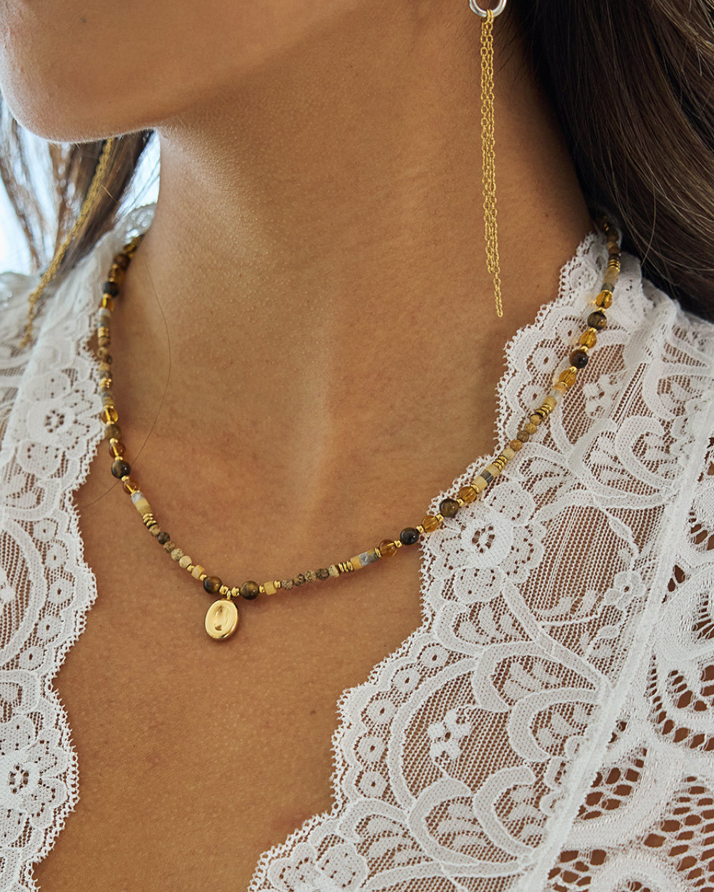 Amber Glow Beaded Necklace