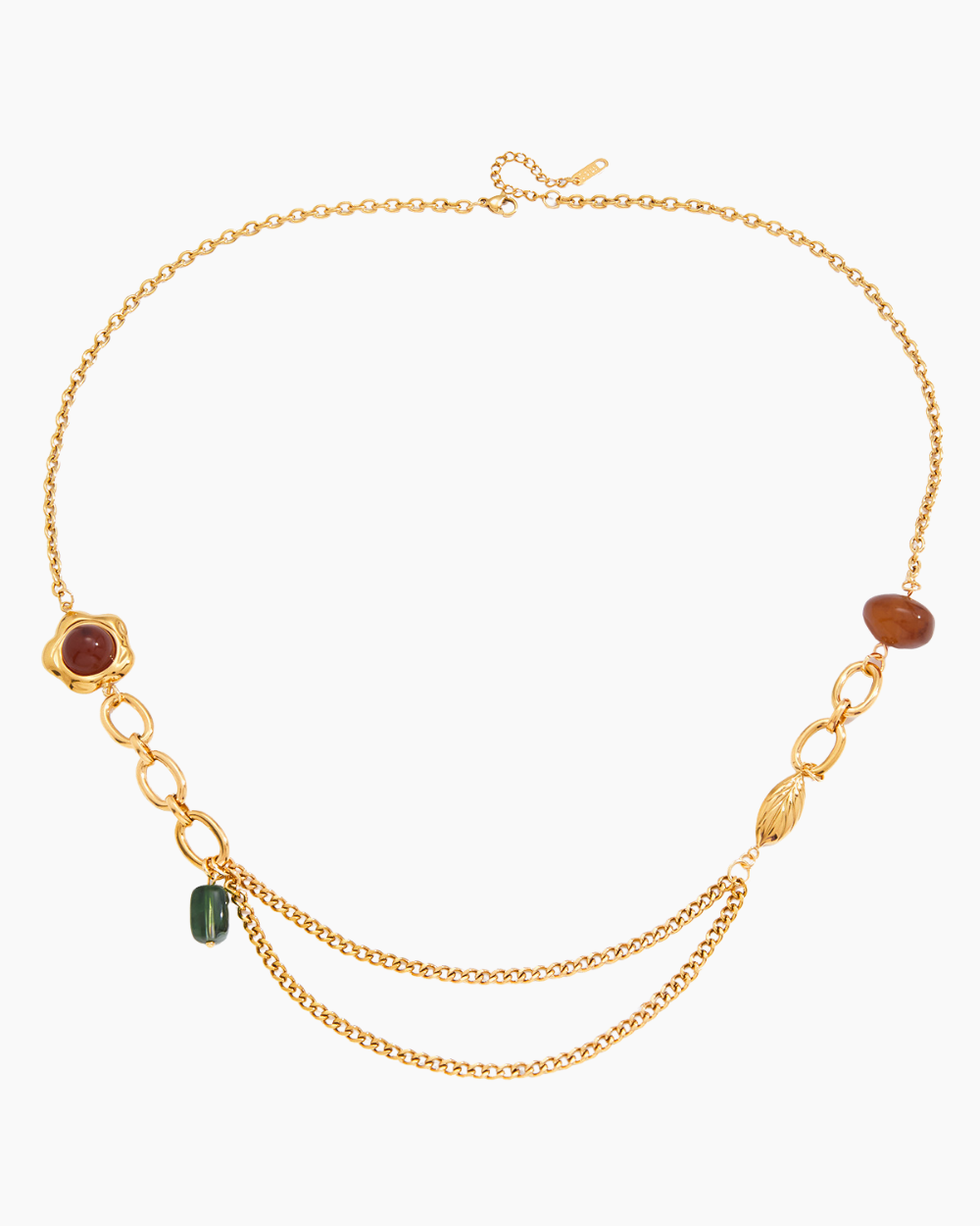 Golden Layers Retro Gemstone Necklace