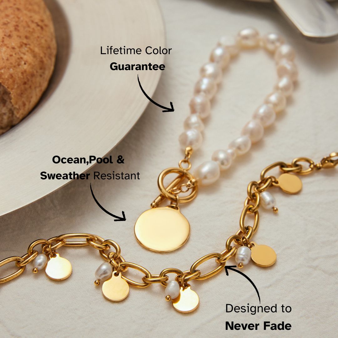 Vintage Pearl Coin Drop Bracelet