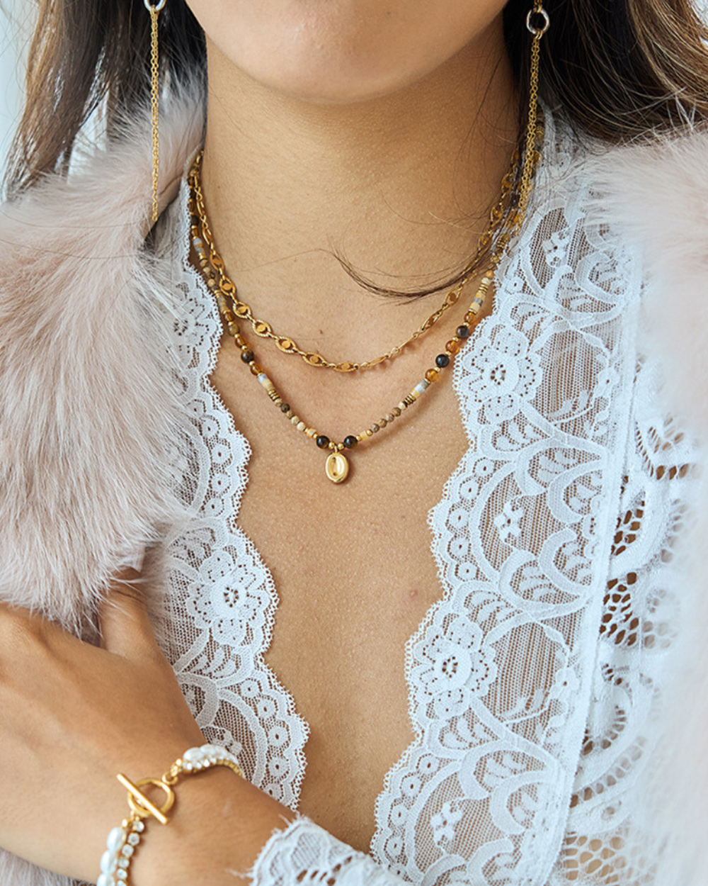 Amber Glow Beaded Necklace