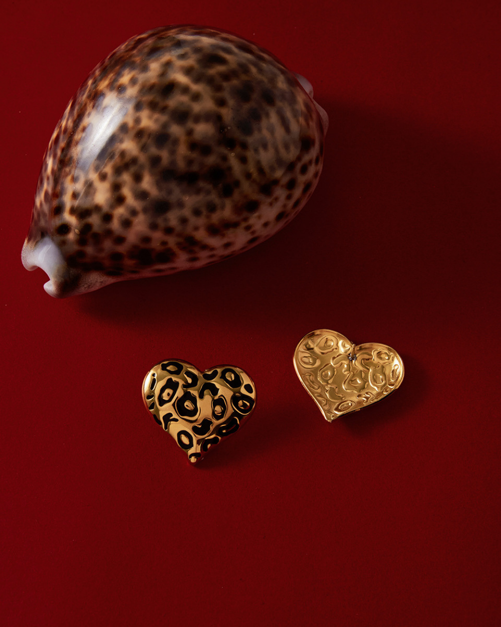 Gold-Tone Leopard Heart Statement Earrings