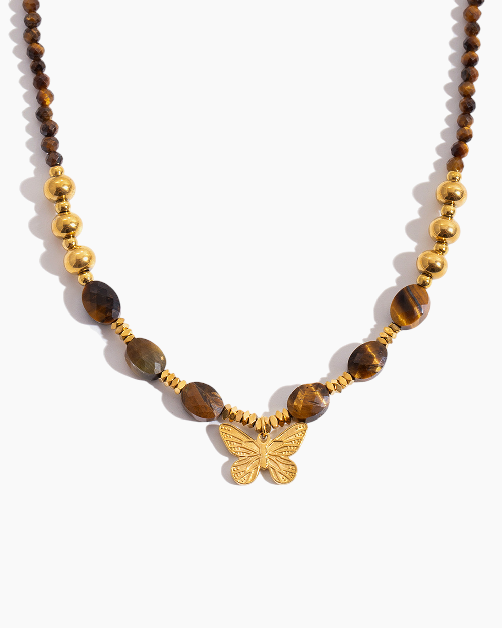 Golden Butterfly Bead Necklace