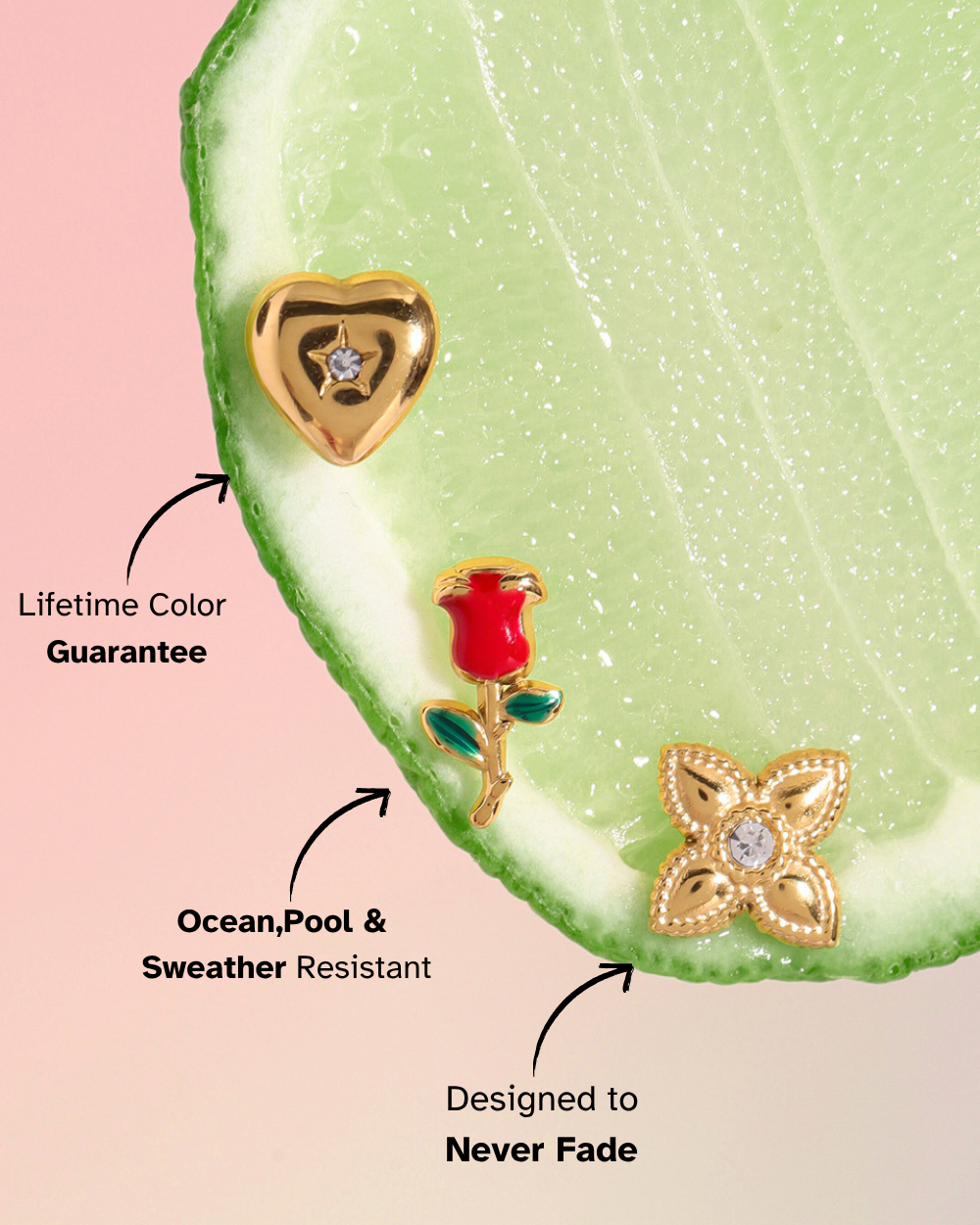 Blooming Heart Trio Stud Earrings