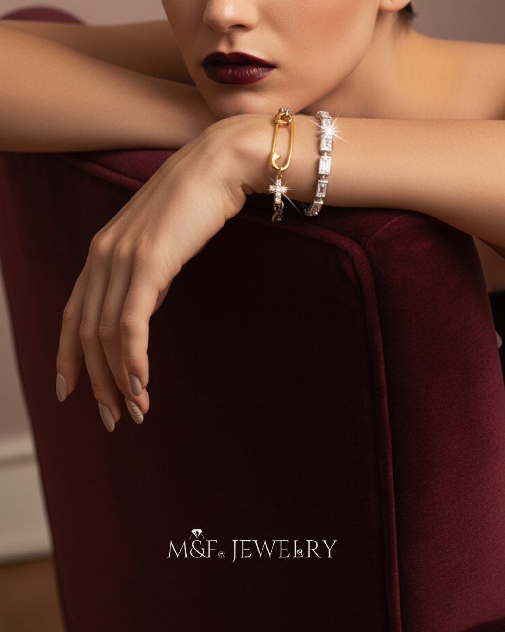 Edge Cross Safety Pin Bracelet