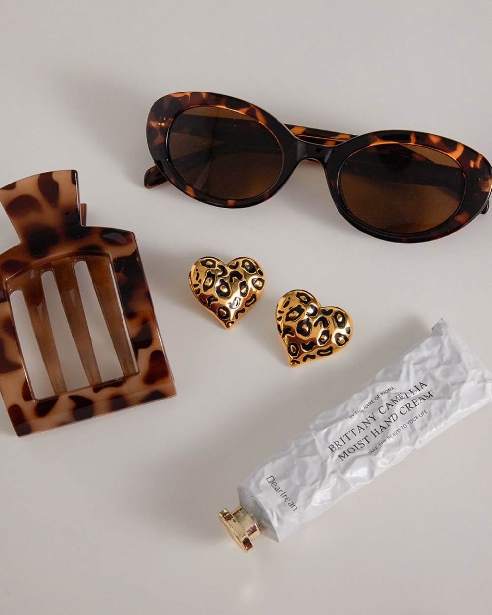 Gold-Tone Leopard Heart Statement Earrings