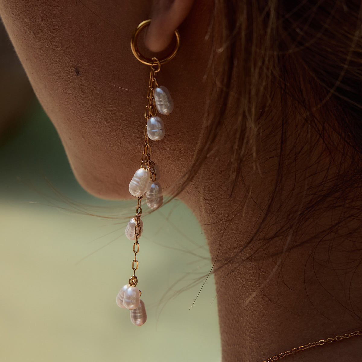 Cascade Pearl Chain Earrings