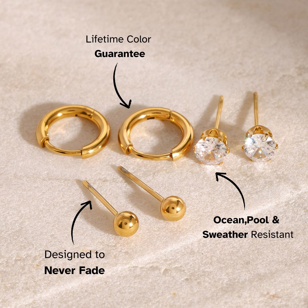 Lustrous Trio – Minimalist Earring Set