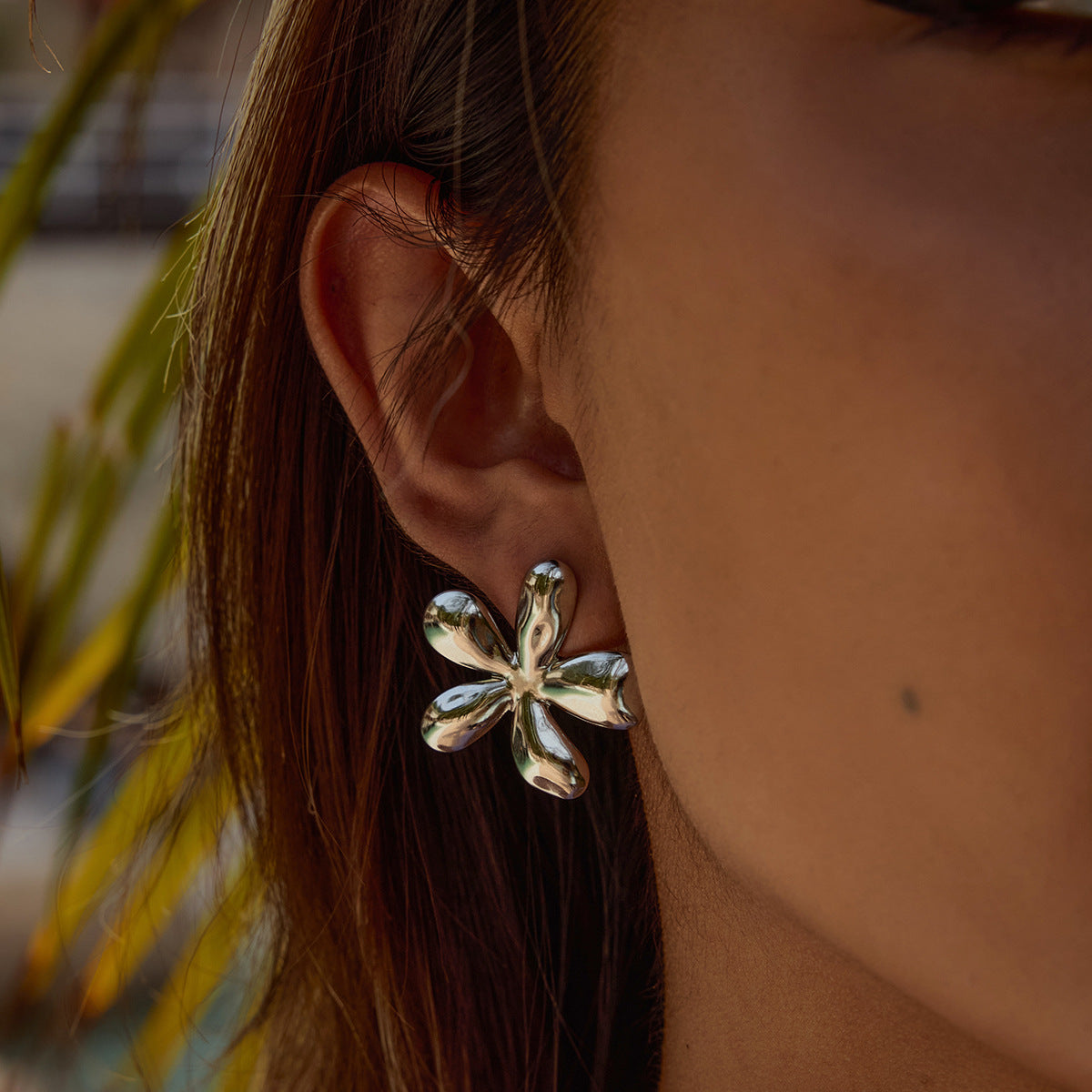 Silver Bloom Petal Studs