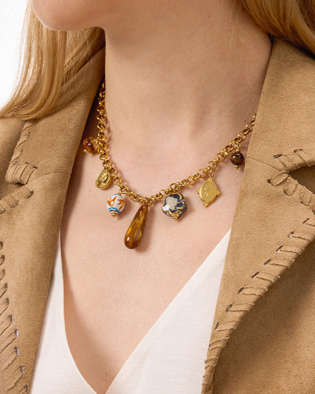 Amber Boho Charm Necklace