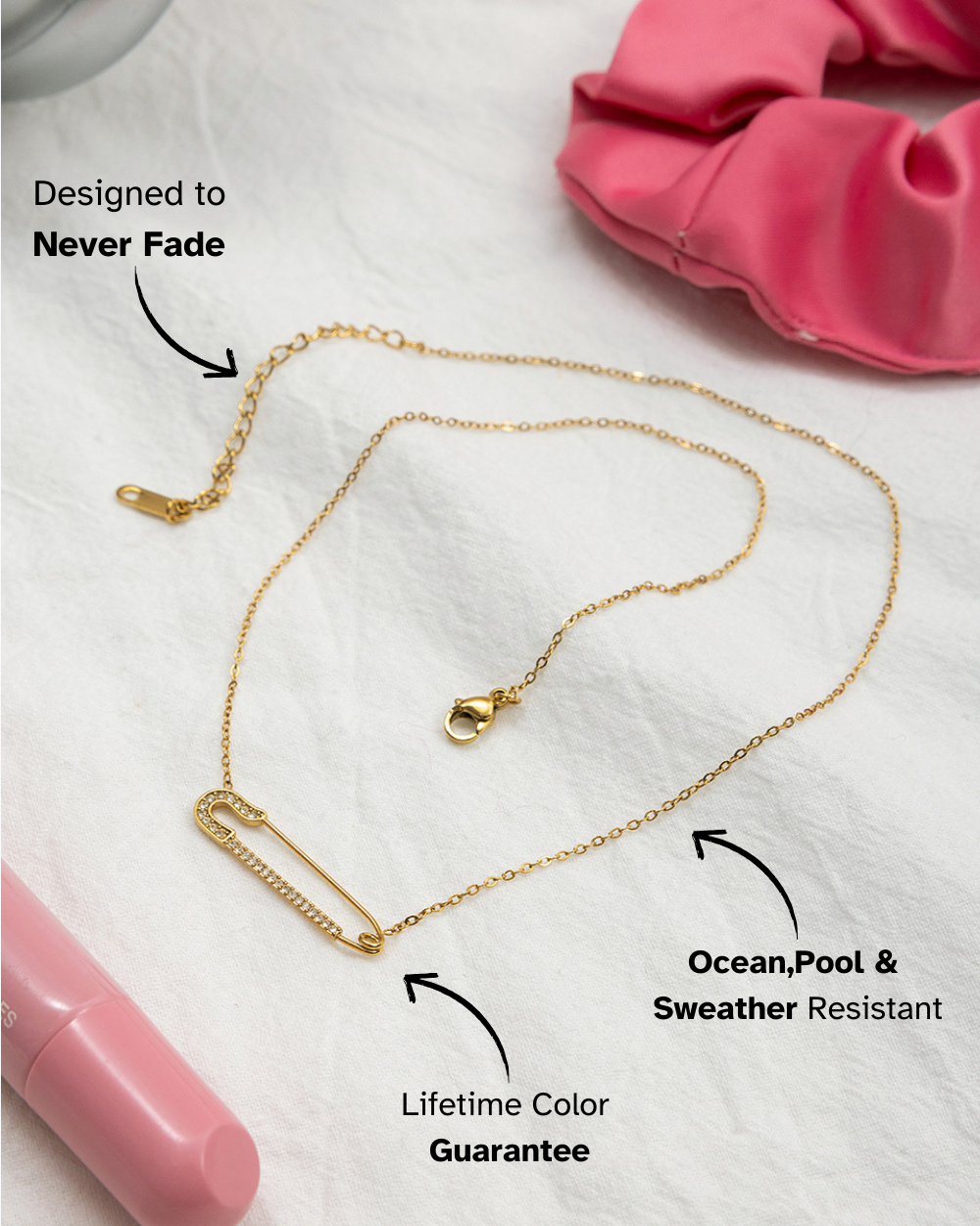Golden Pin Sparkle Necklace