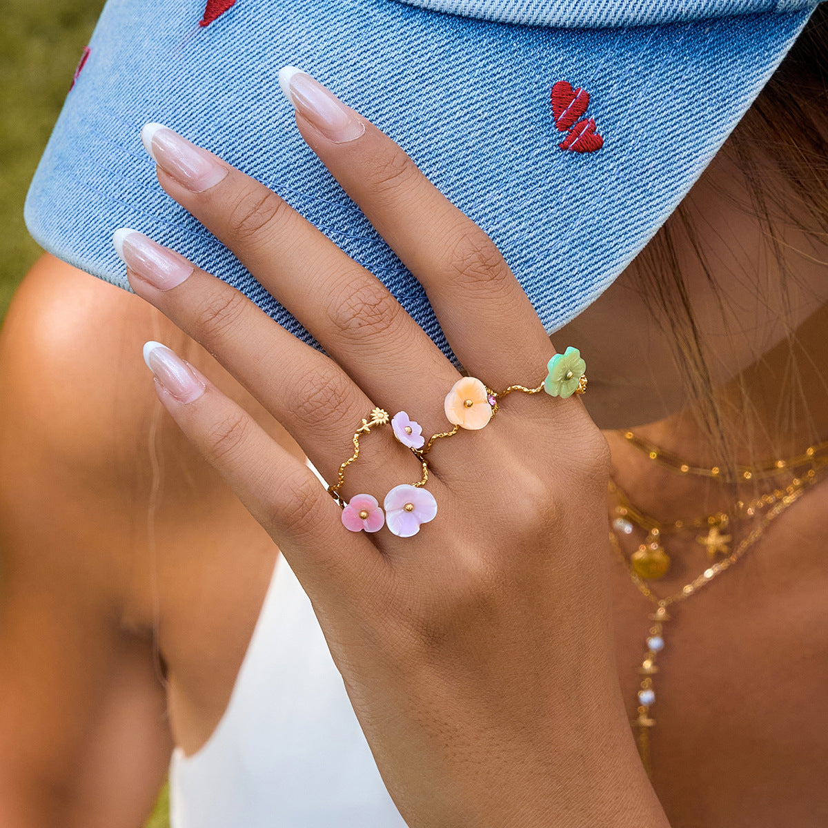 Duo Blossom Adjustable Ring