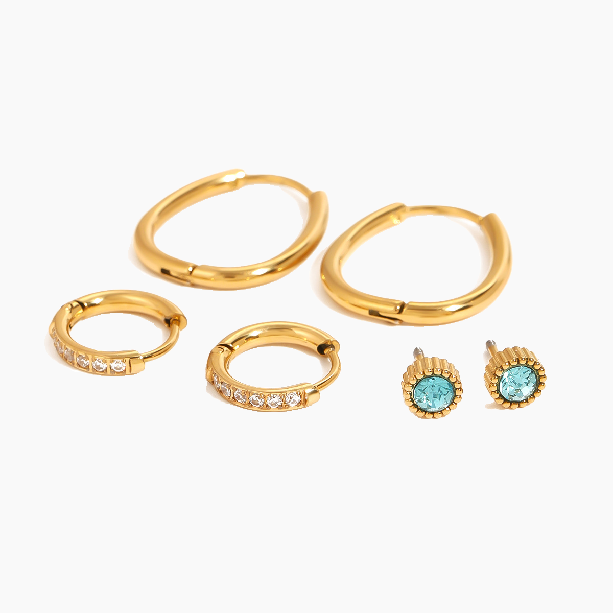 Azure Glow Hoop Earring Set