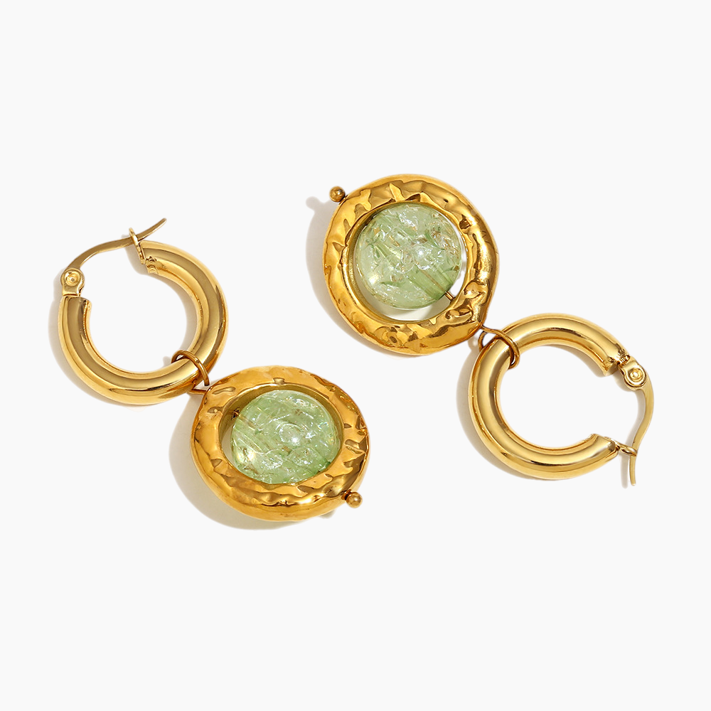 Azure Sea Glass Gold Earrings