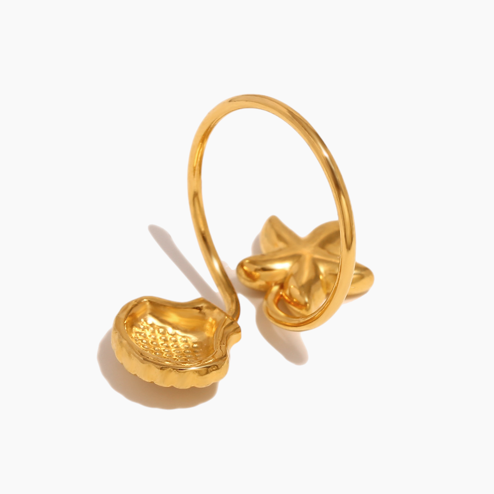 Starfish & Shell Open Ring