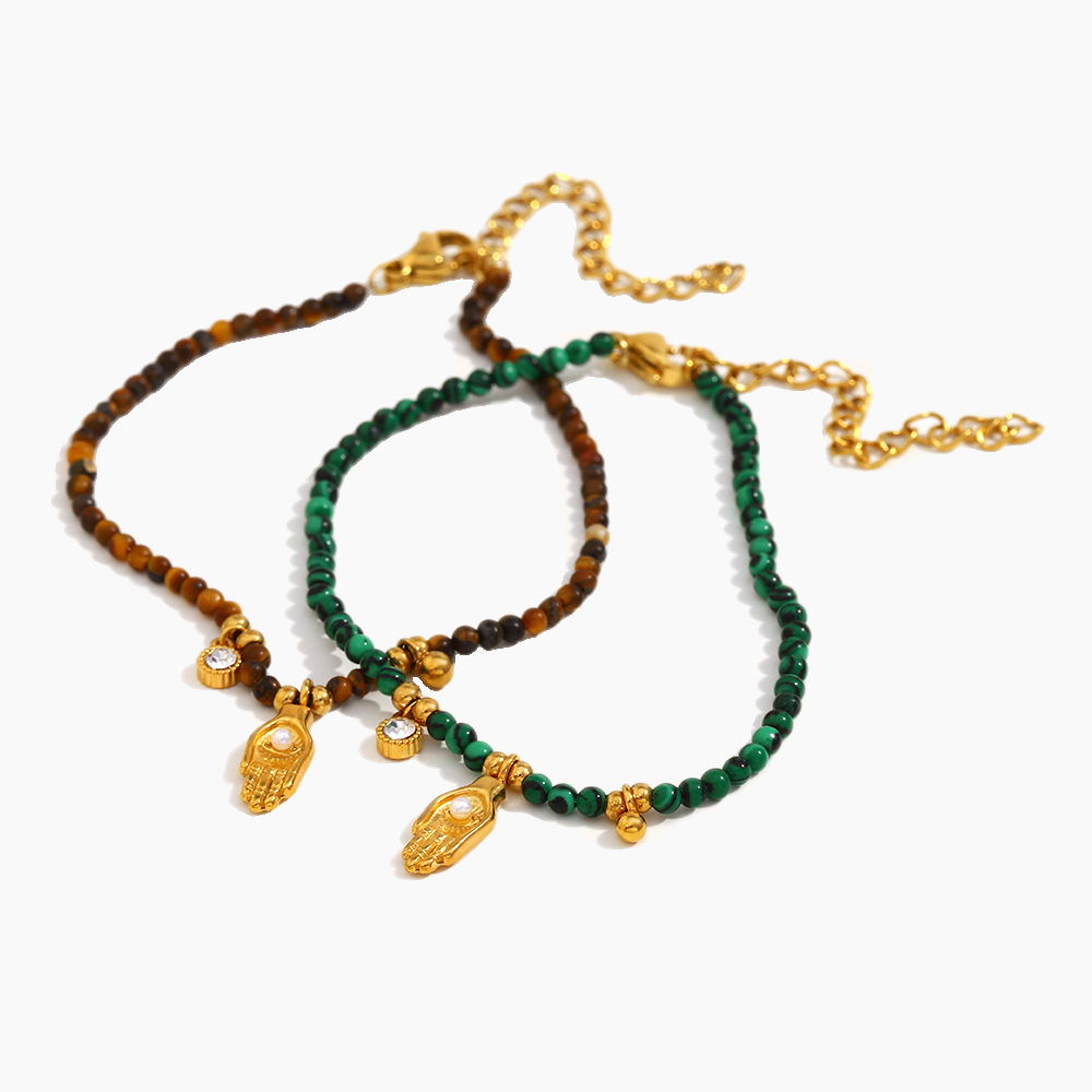 Sacred Hamsa Beaded Bracelet – Earth Brown