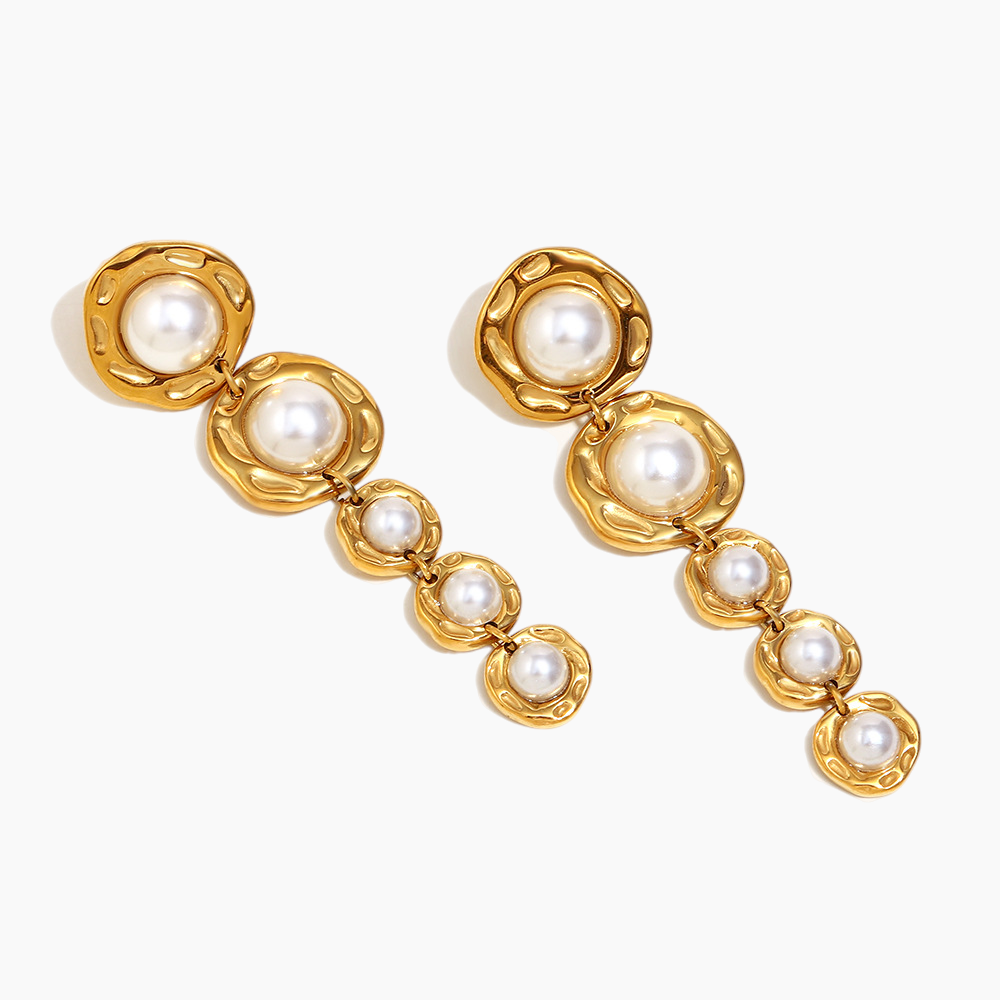Golden Cascade Pearl Earrings