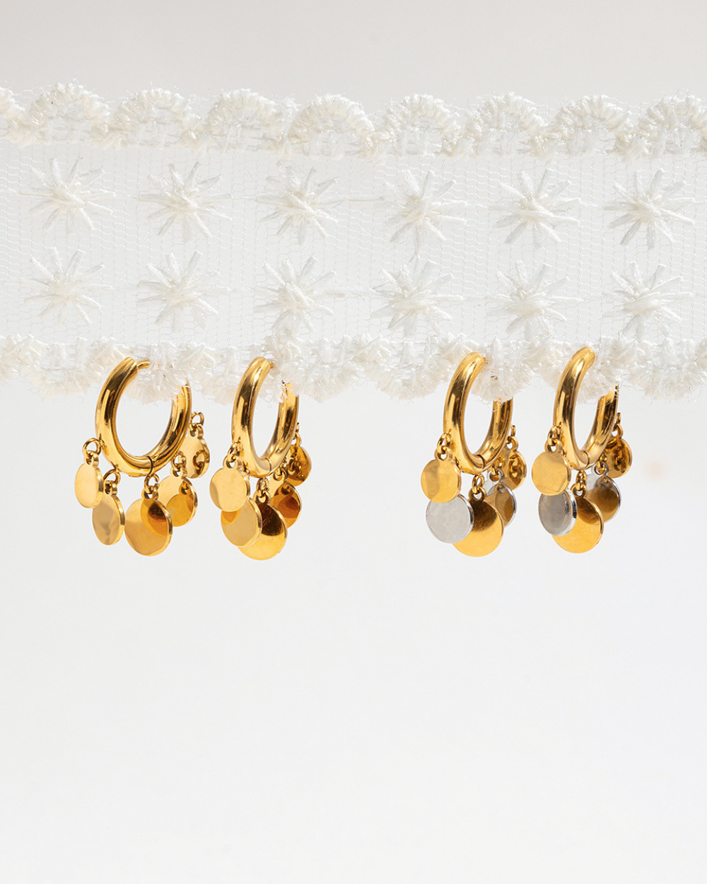 Dazzle Coin Drop Earrings – Golden & Silver Mix
