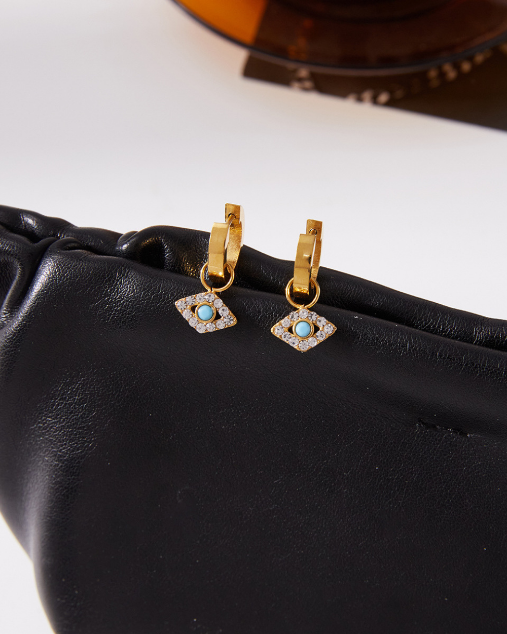 Evil Eye Charm Hoop Earrings