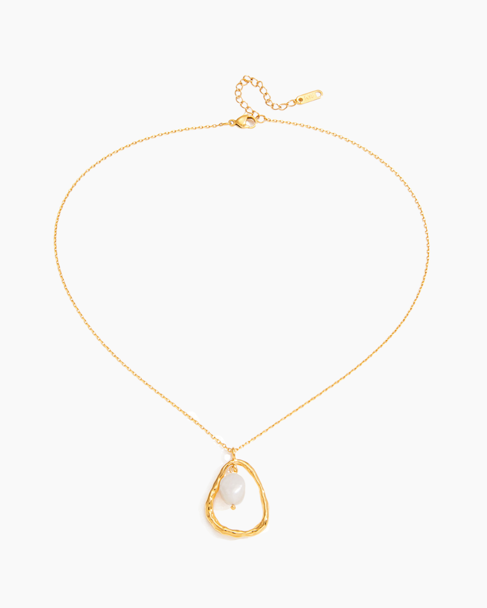 Hammered Gold Pearl Drop Necklace