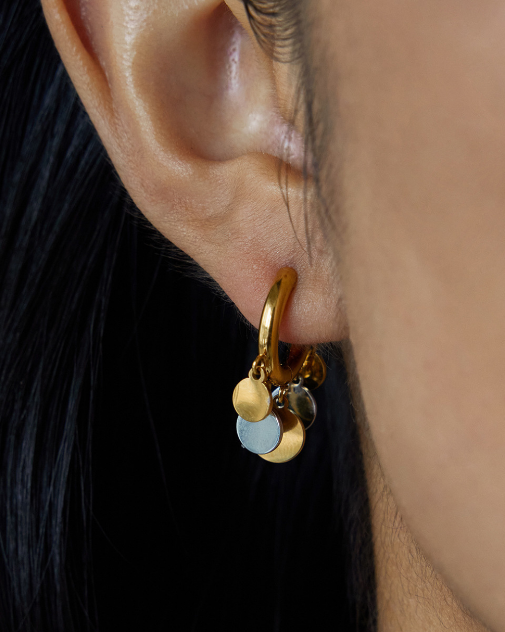 Dazzle Coin Drop Earrings – Golden & Silver Mix
